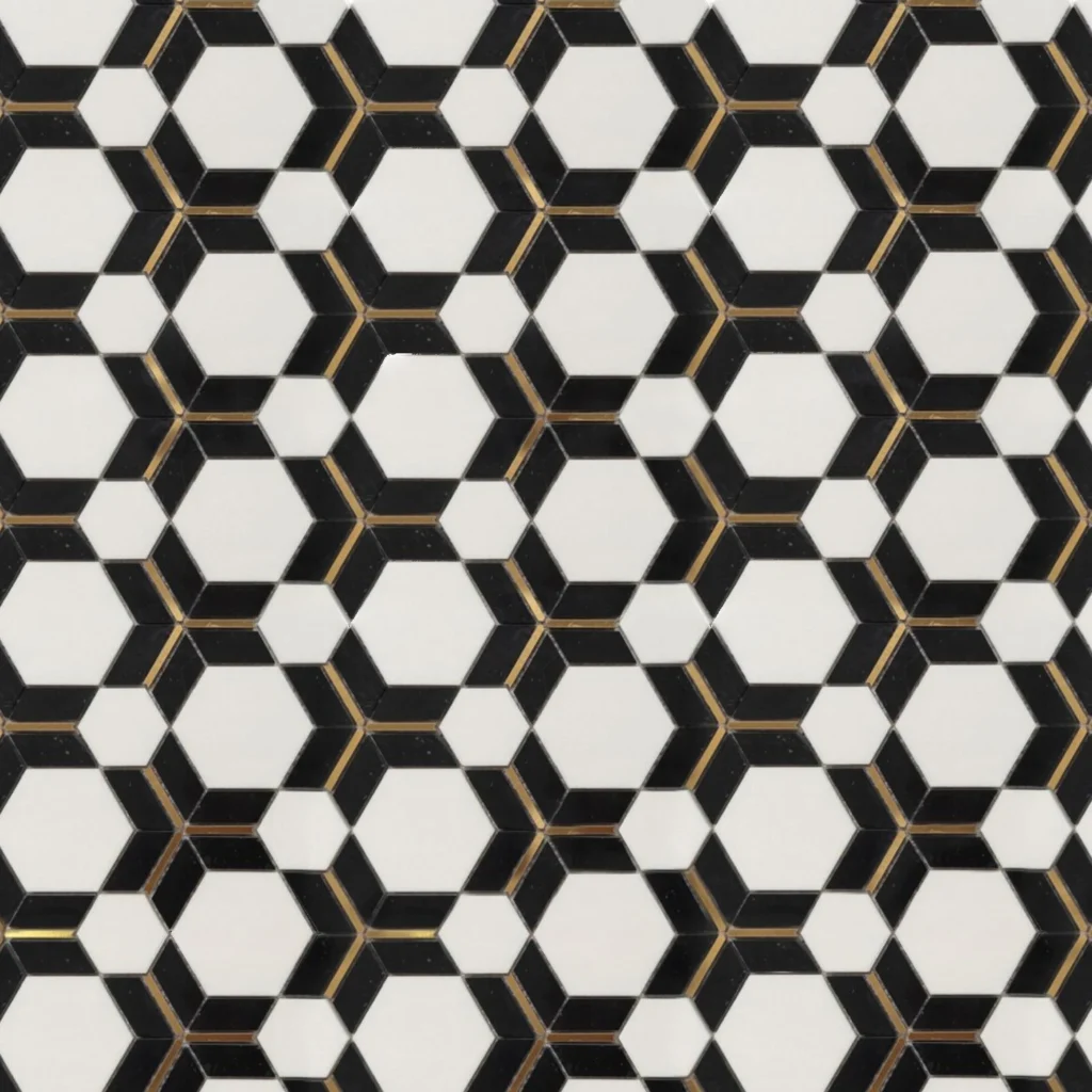 Hexagonal Prism Marble Mosaic1