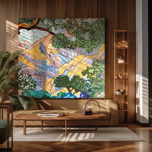 abstract landscape-mosaic wall art