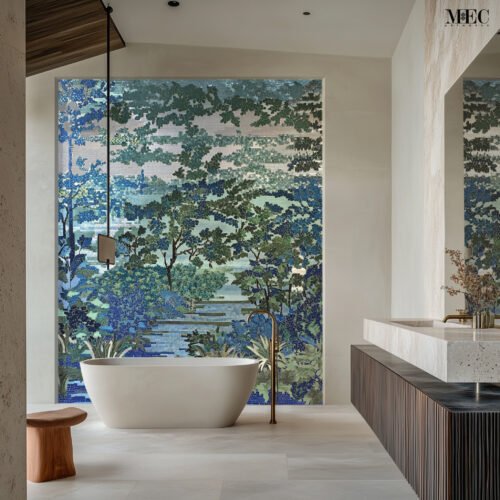 blue ocean bathroom mosaic wall art