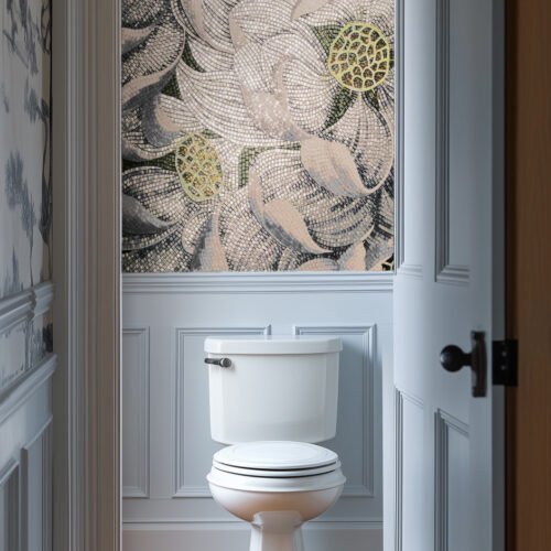 botanical floral mosaic entryway wall