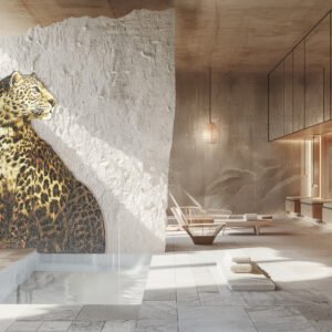 leopard mosaic wall art modern interior