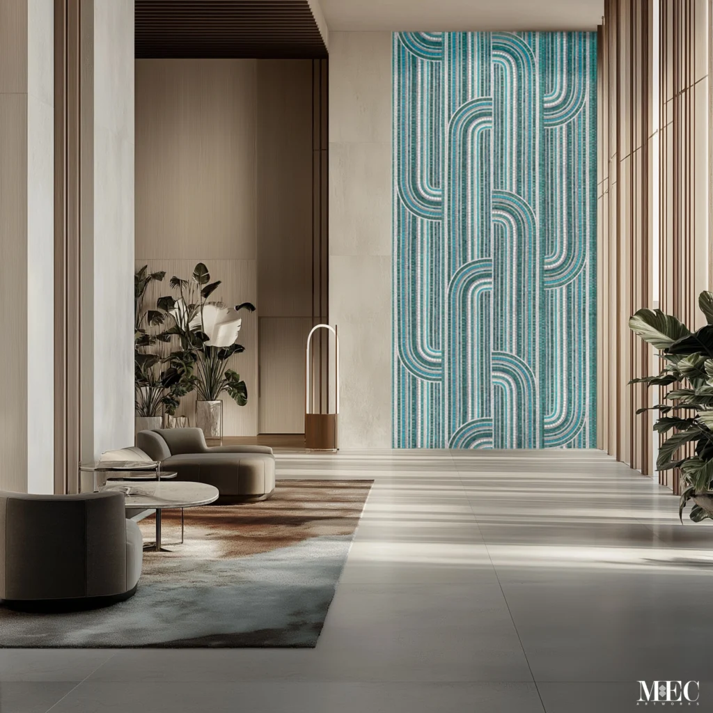 Geometric Blue Mosaic Wall Panel | MEC Artworks GCC