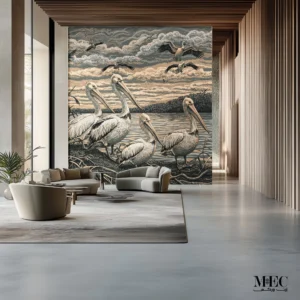 Riverwatch Mosaic Wall with Sculpted Pelican Composition