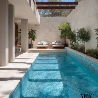 Sunlit Haven Mosaic Pool with Light Aqua Reflective Finish