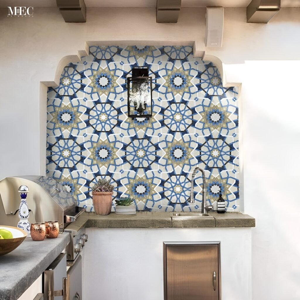 geometric style mosaic wall