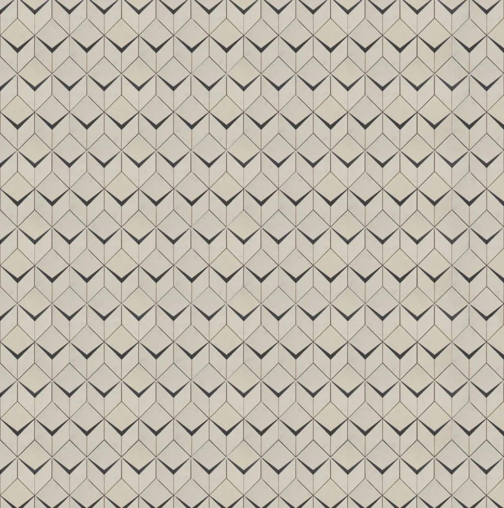 Decorative 3D cube marble mosaic tile in neutral beige and gray shades enhancing modern wall and floor decor.