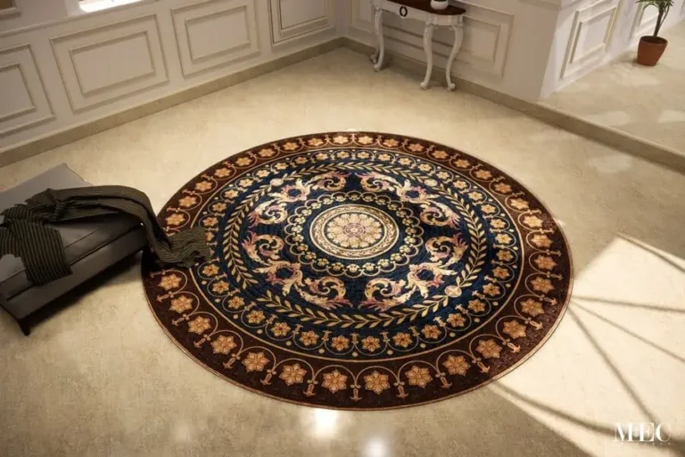 Qum Persian Rug Floor Mosaic Design