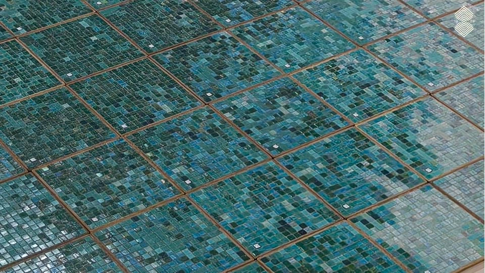 gradient mosaic pool tile art
