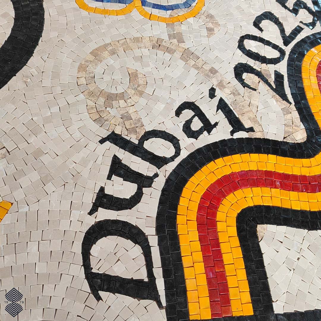 Black Text on Mosaic Entry Apron
