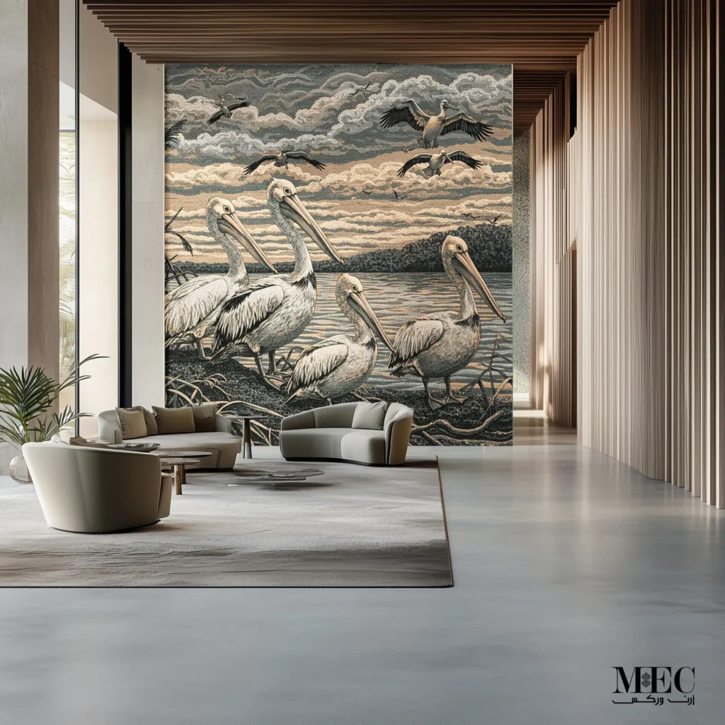 Pelican mosaic Mural