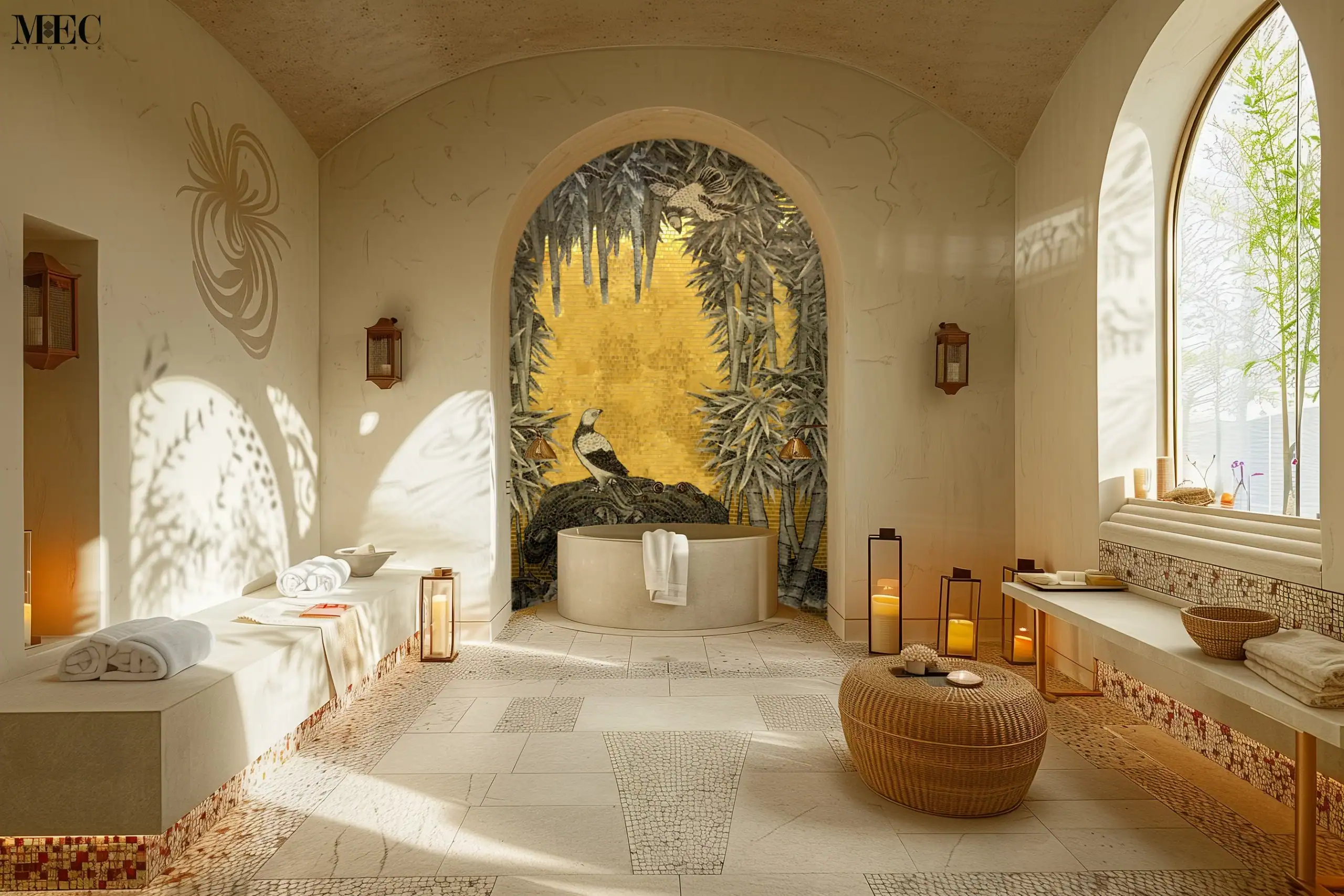 Yellow and Black Tropical Bird Mosaic