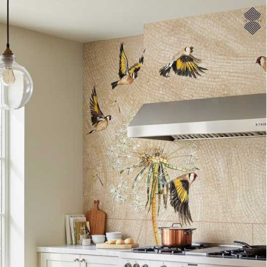 mosaic kitchen wall feature