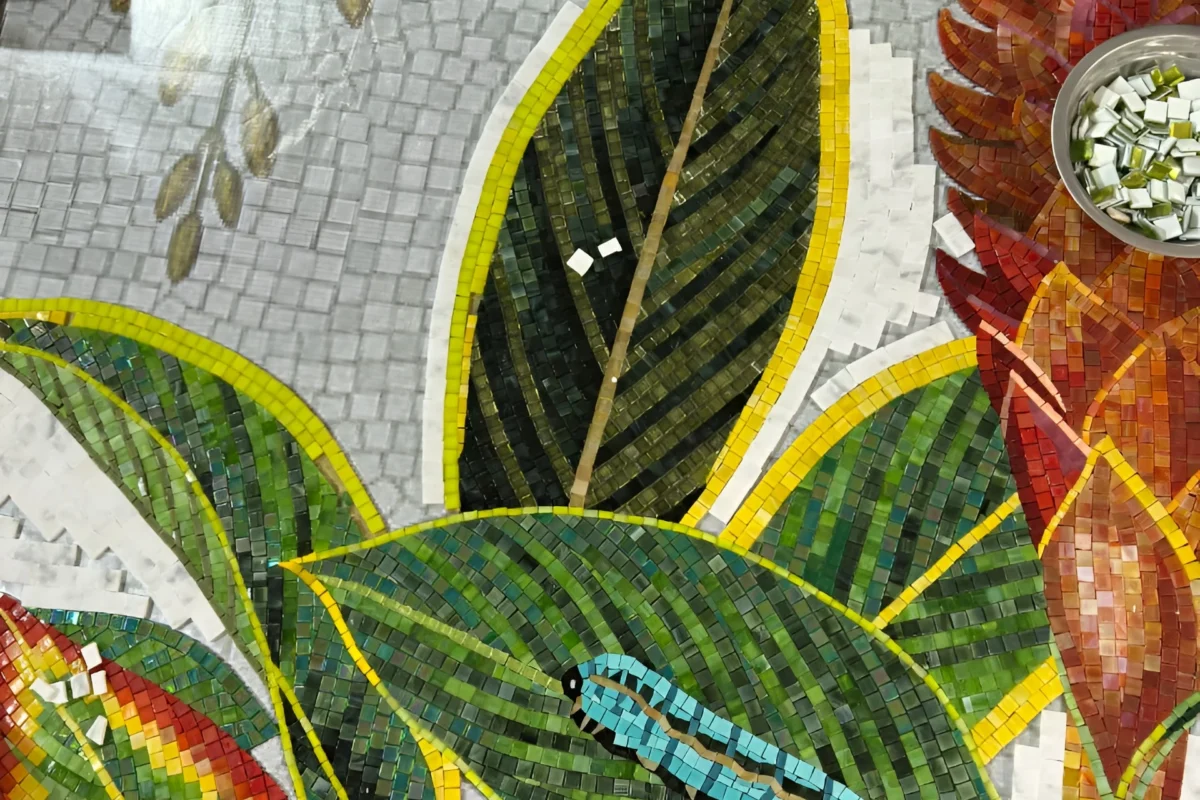 Foliage Themed Mosaic Rug