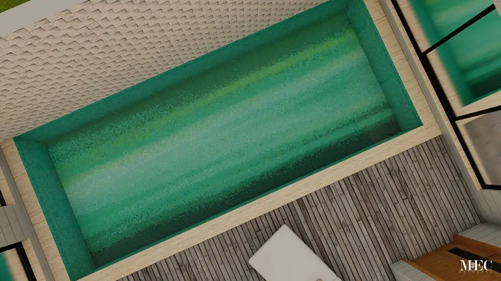 Green pool mosaic tiles