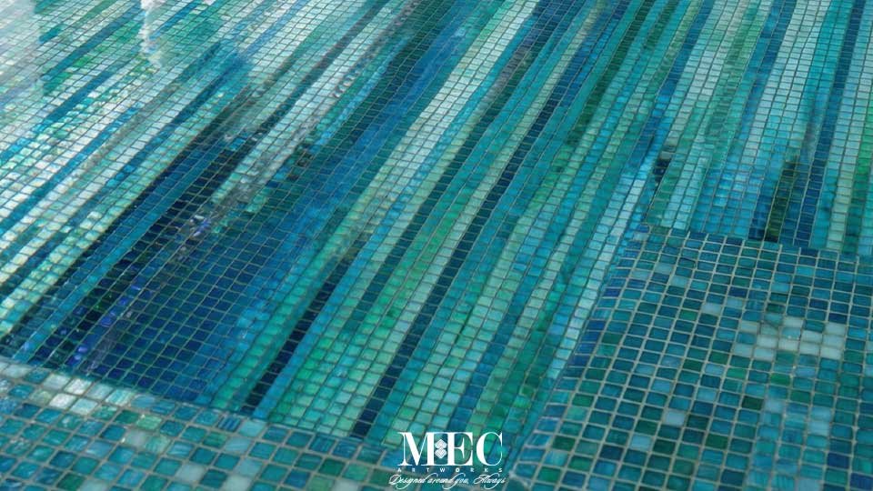 Gradient mosaic pool tile colors