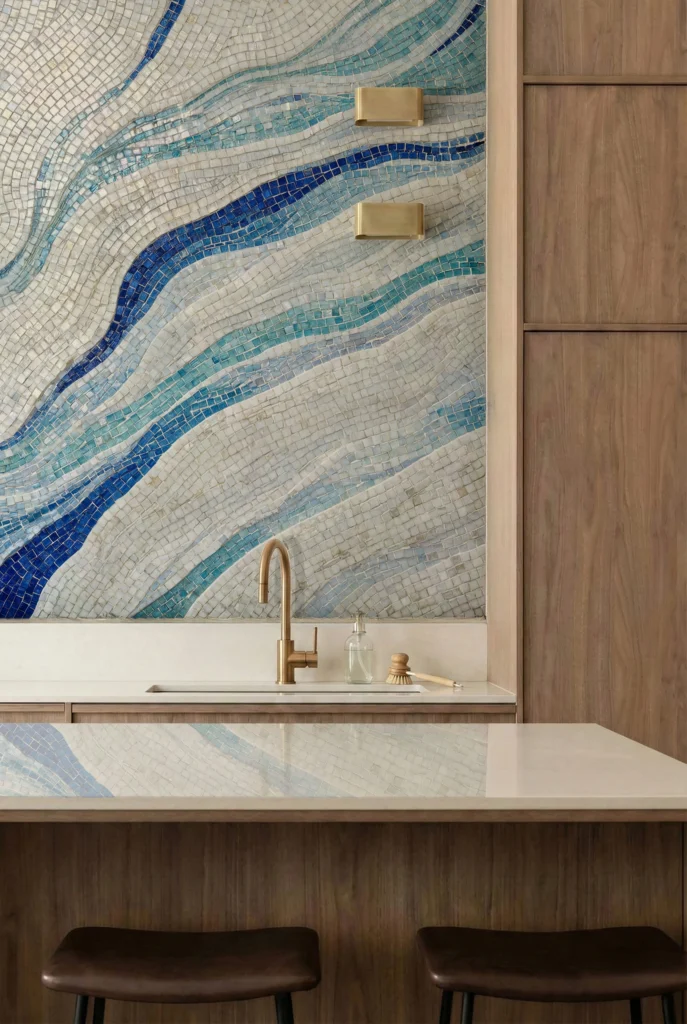 River Flow Glass Mosaic Mural | MEC Artworks GCC