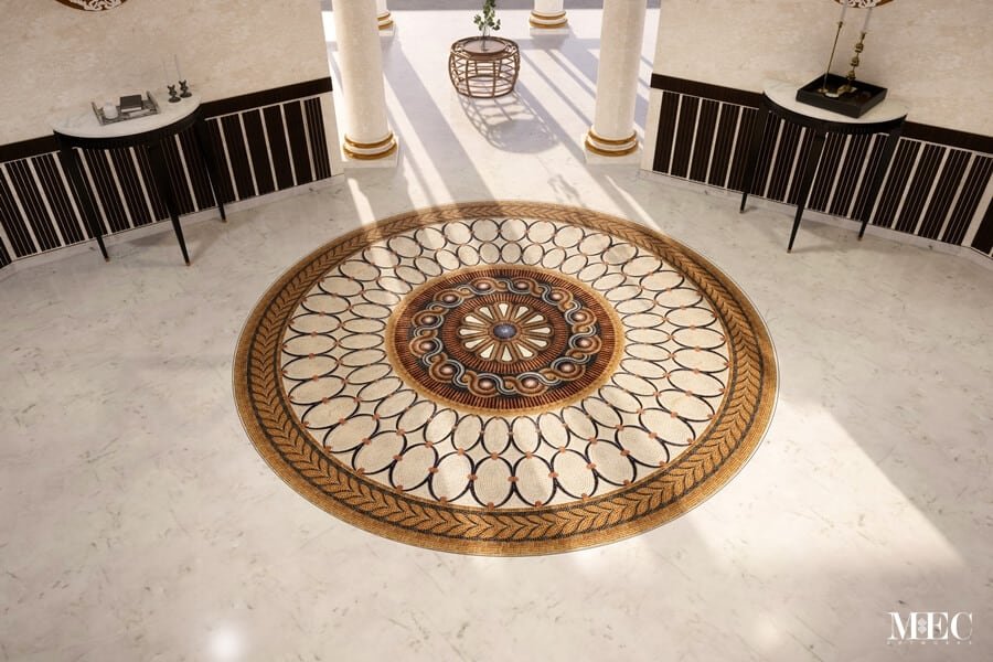 Waterjet mosaics are especially powerful for medallion centers