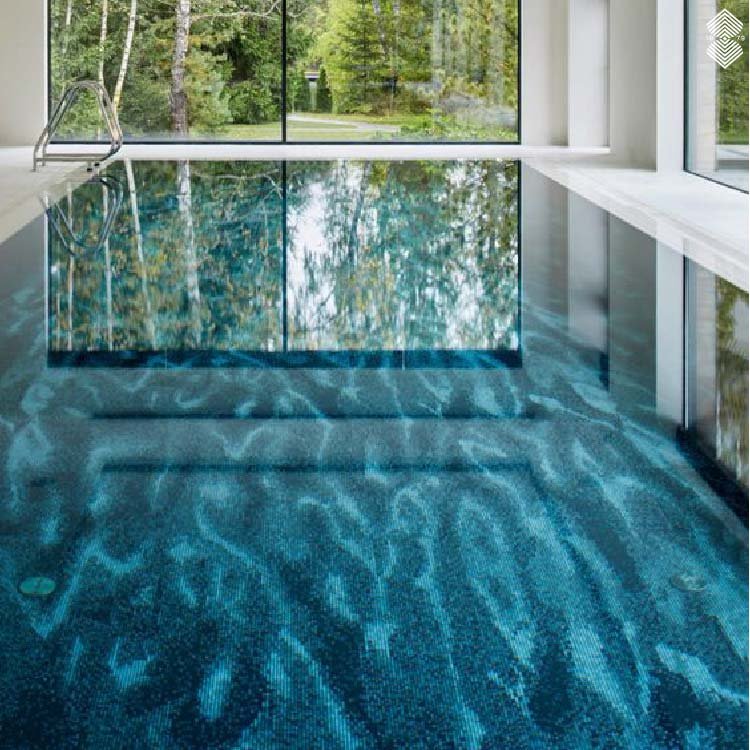 Mosaic pool tile color shapes