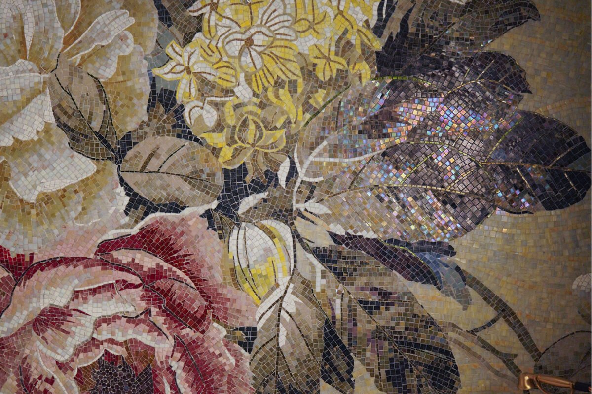 Floral Mosaic Wall for Bathroom