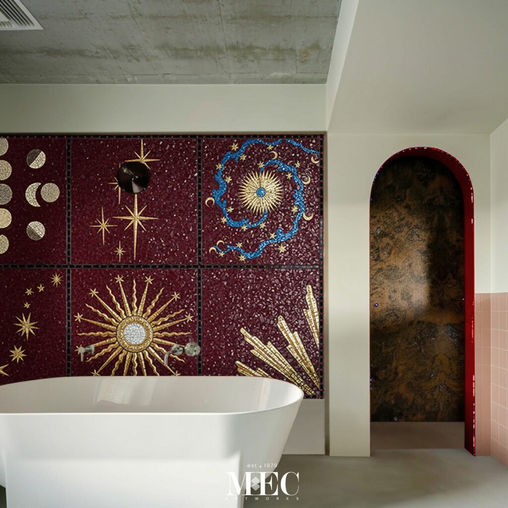 Bold Color and Accent Shower Wall Mosaics