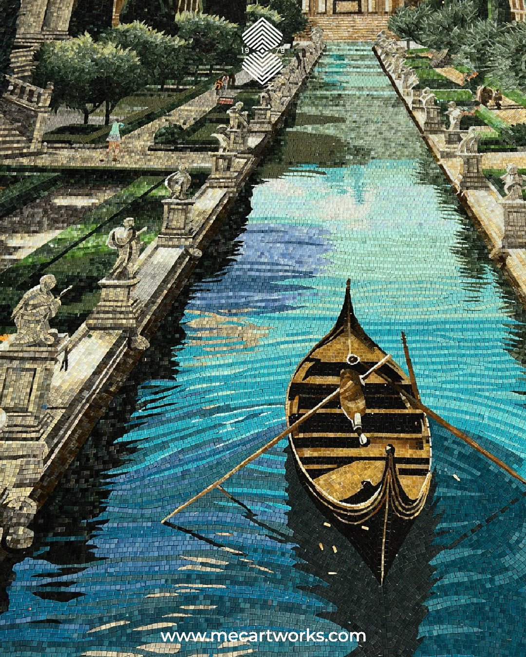 Landscape mosaic featuring a serene scene