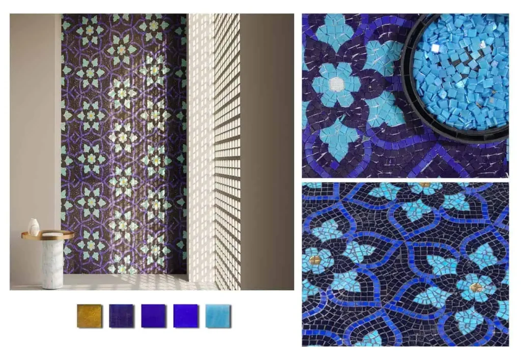Zellige style glass mosaics for UAE gardens