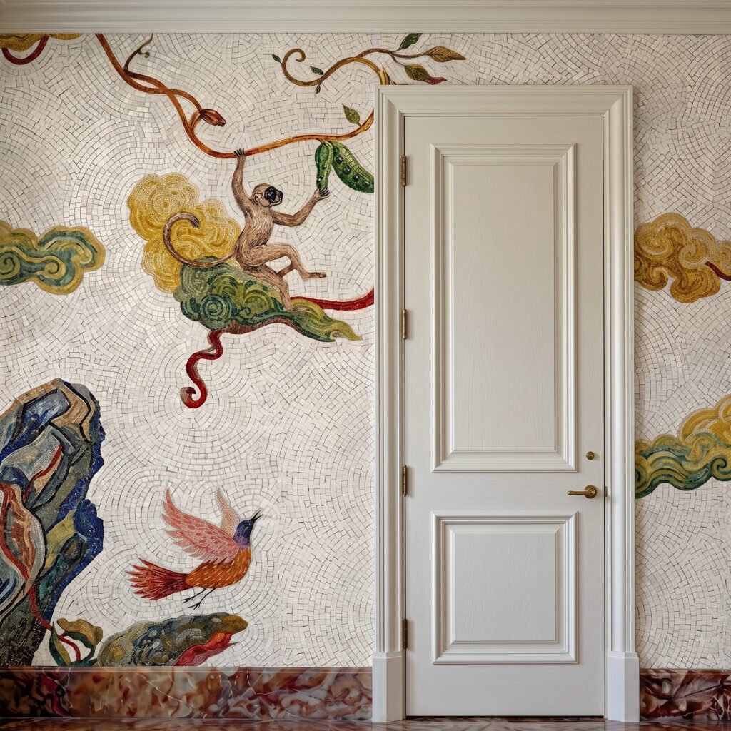 Hand-cut wall stone art