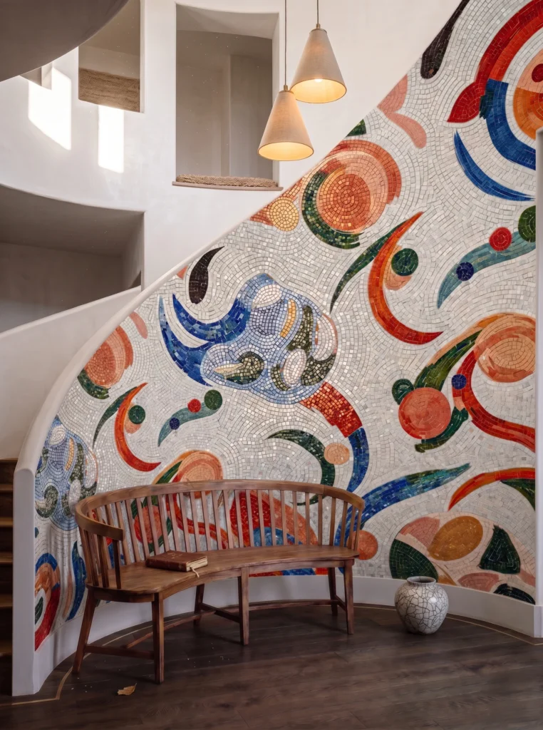 Mosaic for curved wall surface