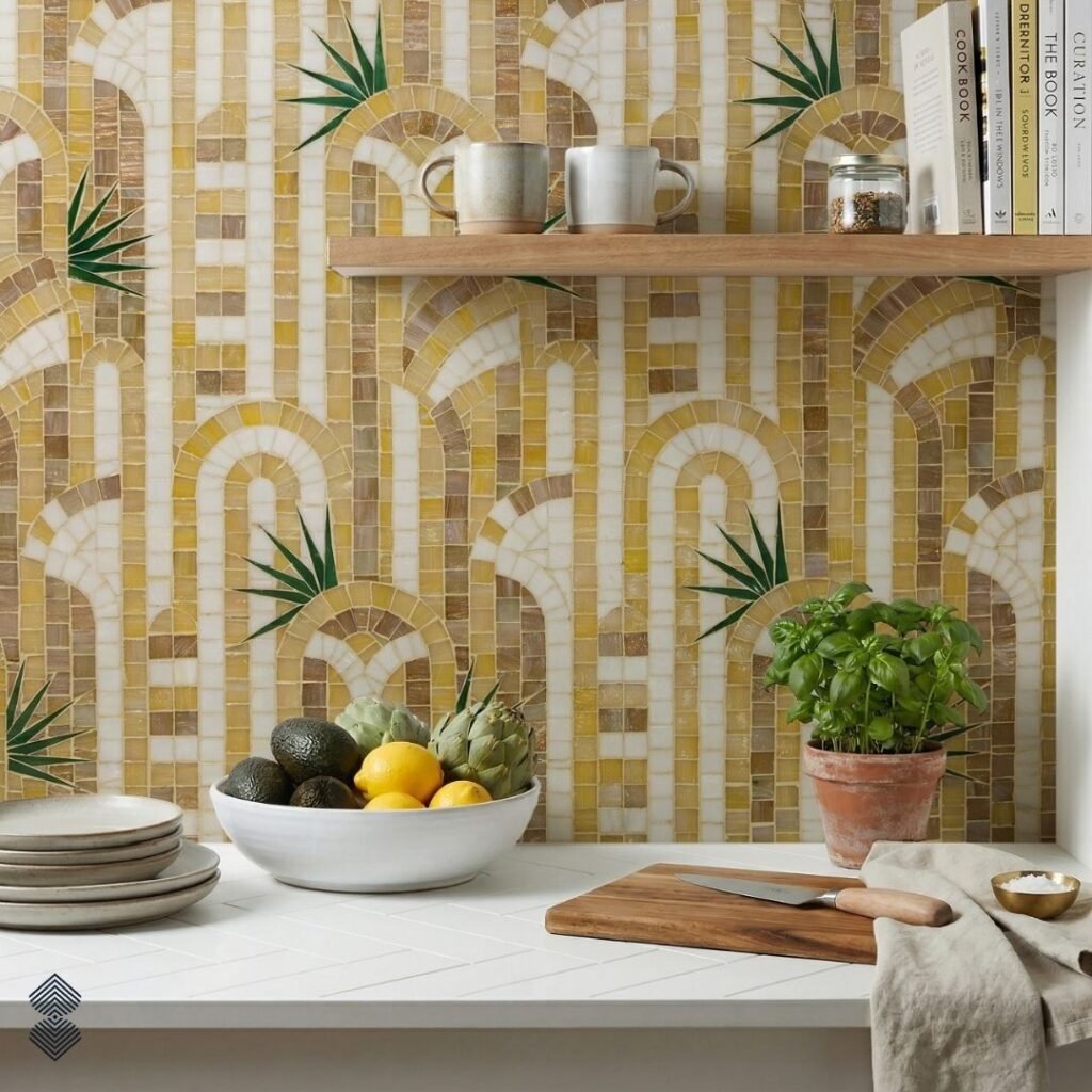 Botanical Ginkgo Mosaic Backsplash