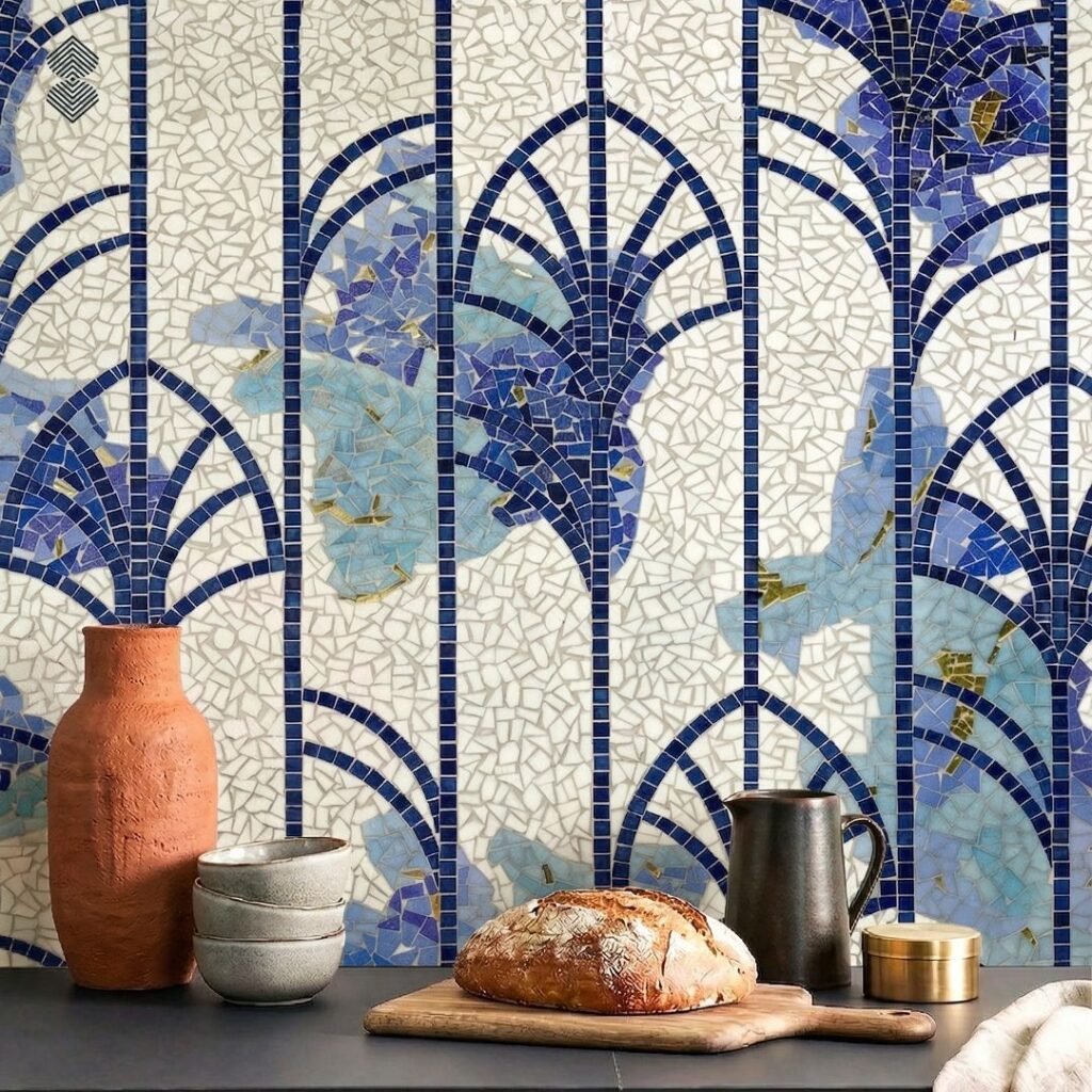 Art Nouveau Blue Floral Mosaic