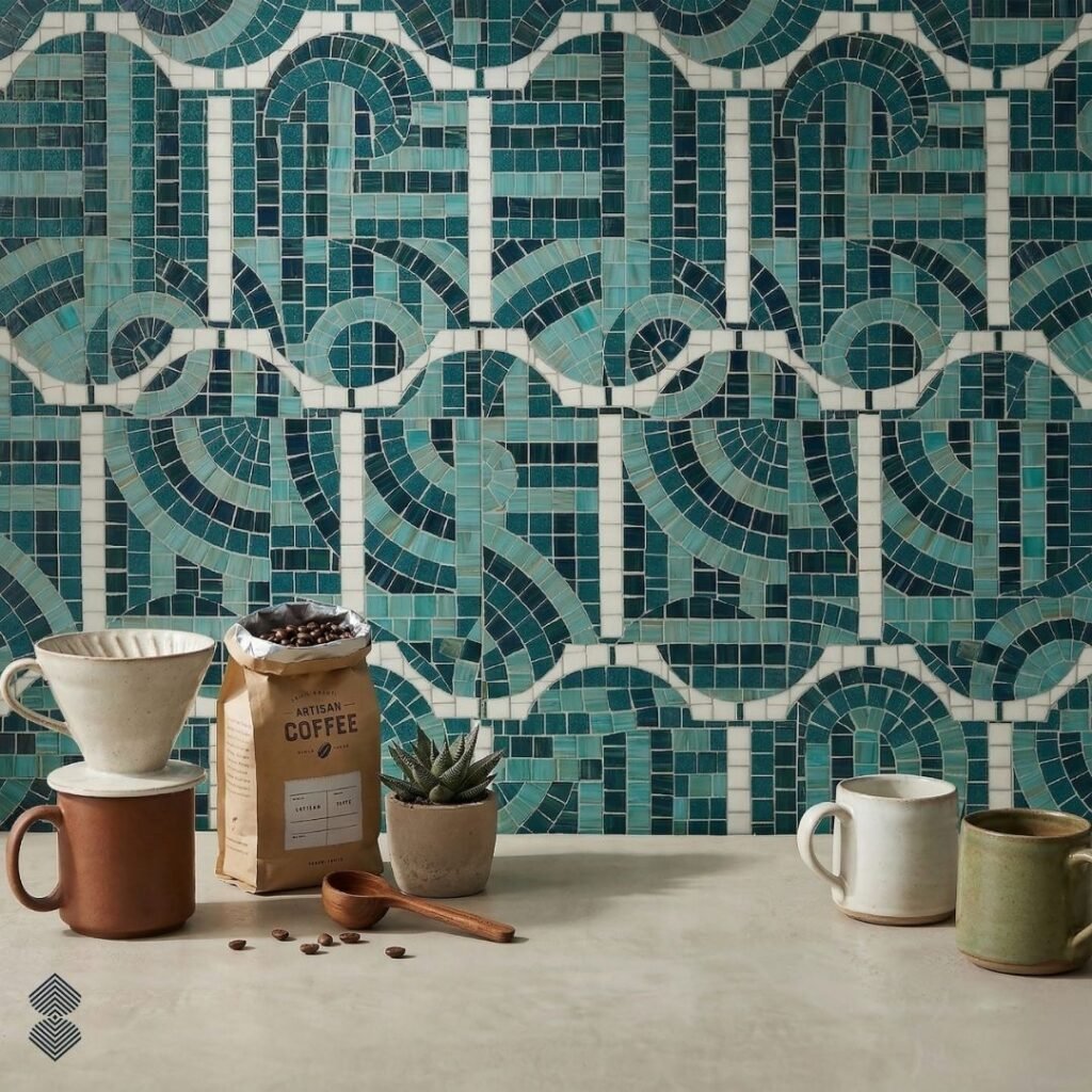 Art Deco Blue Mosaic Backsplash