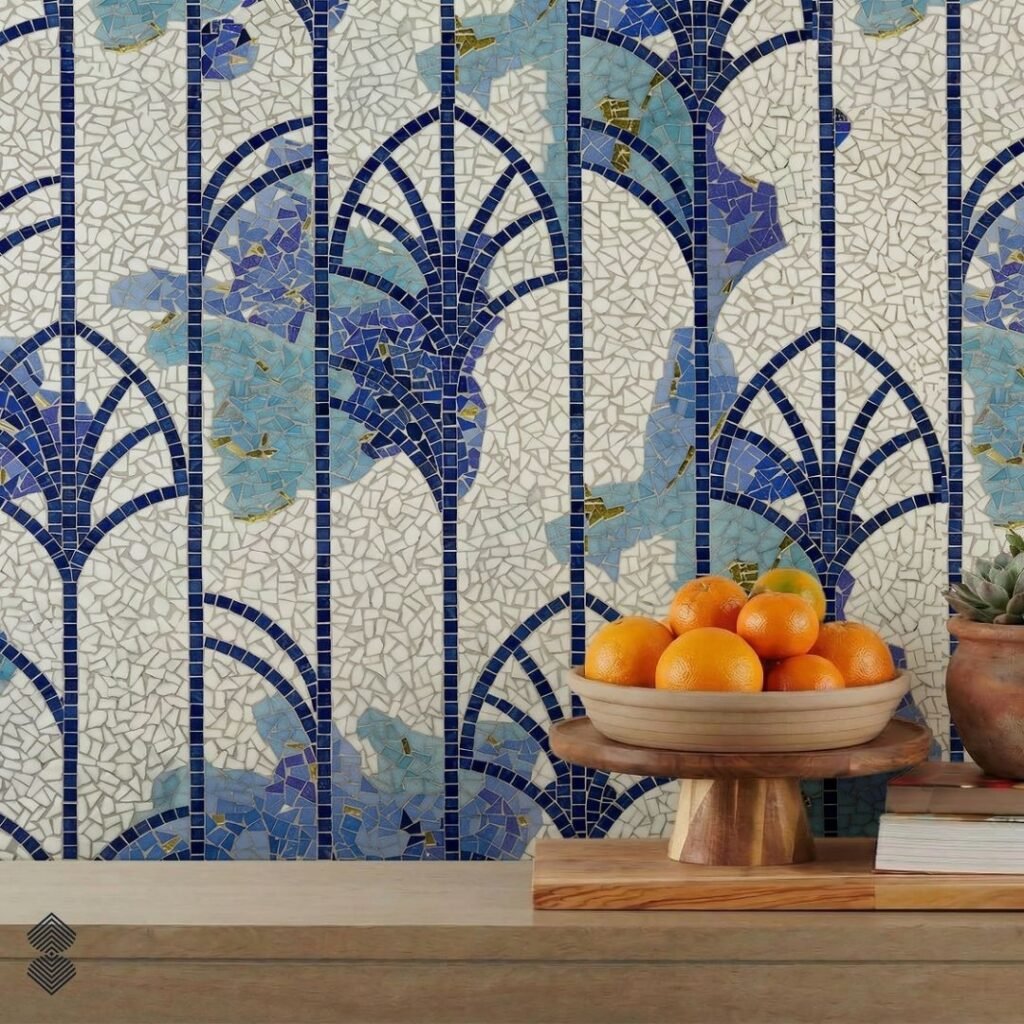 Art Nouveau Blue Floral Mosaic