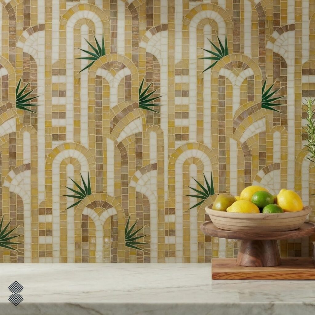 Botanical Ginkgo Mosaic Backsplash