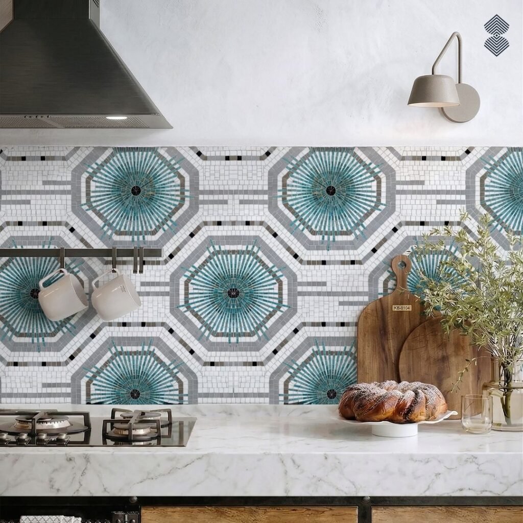 Luxury Teal Art Deco Mosaic Backsplash