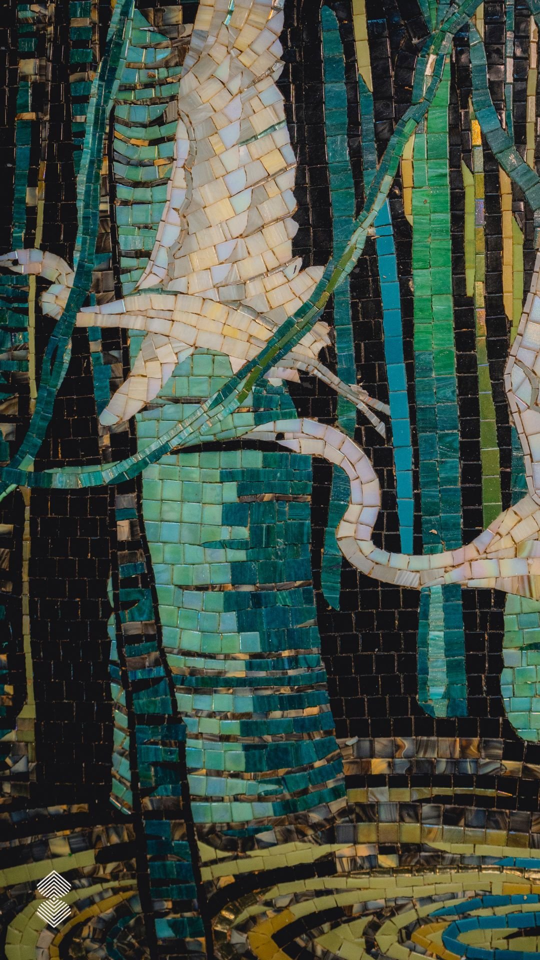 Snowy Egrets glass mosaic