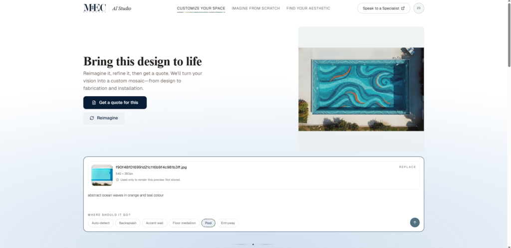 AI mosaic studio (pool mosaic design tool) UAE