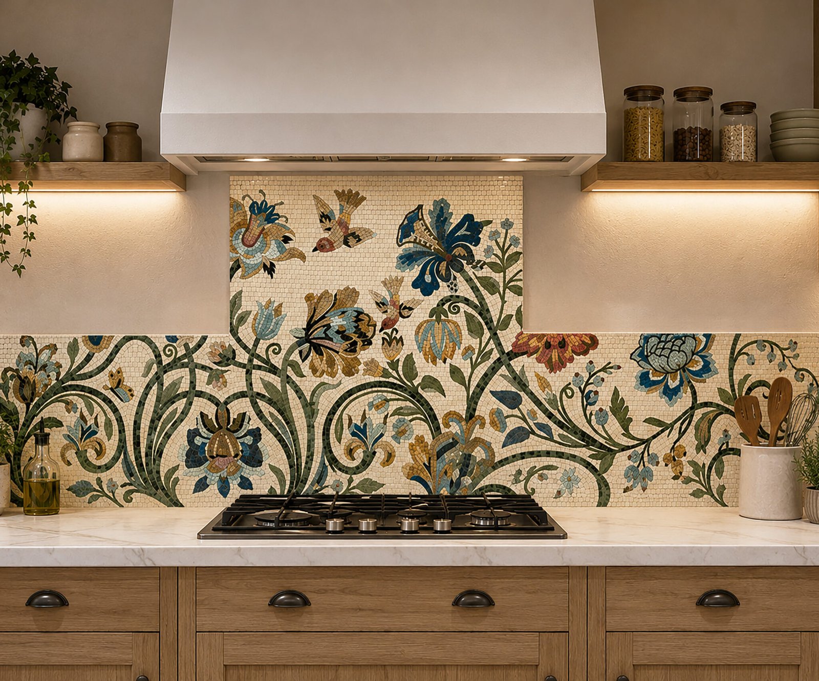 A Custom Floral Mosaic Backsplash