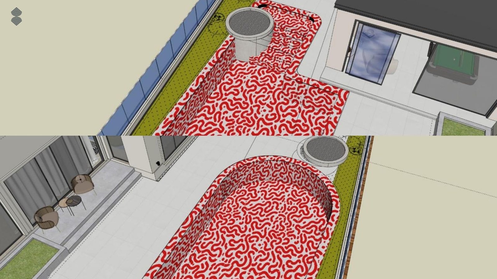 A digital render of the pool mosaic