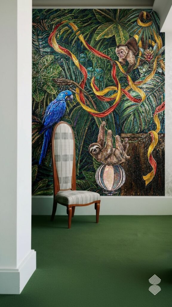 A dramatic artwork in tile