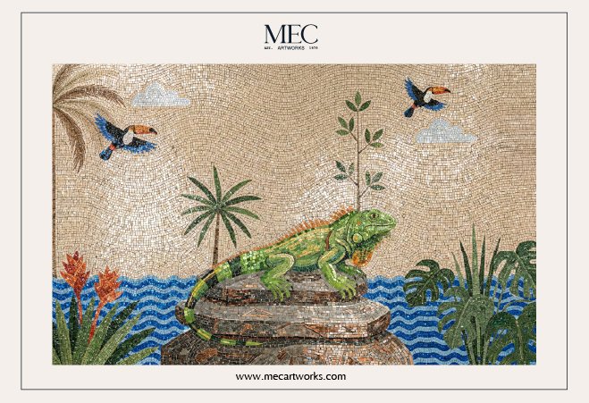 Iguana and Birds Artwork