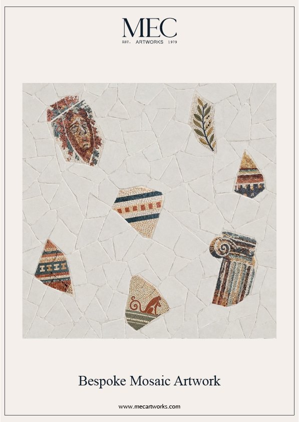 Hand cut Roman mosaic pattern with classical geometric borders