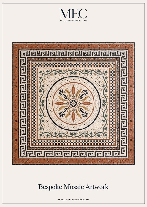 Geometric Roman mosaic for a luxury UAE courtyard