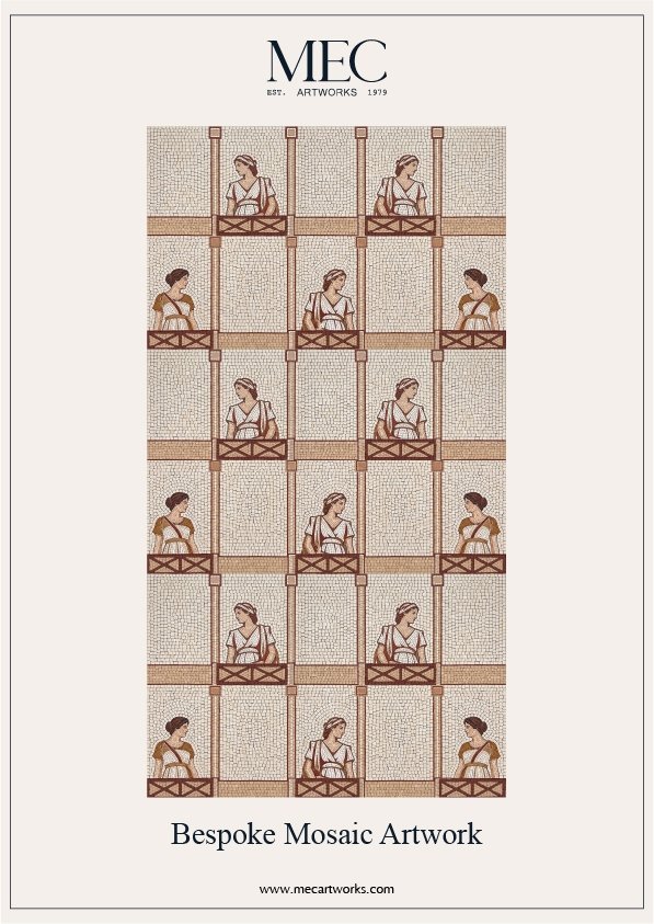 Ancient Roman mosaic motifs featuring classical human figures