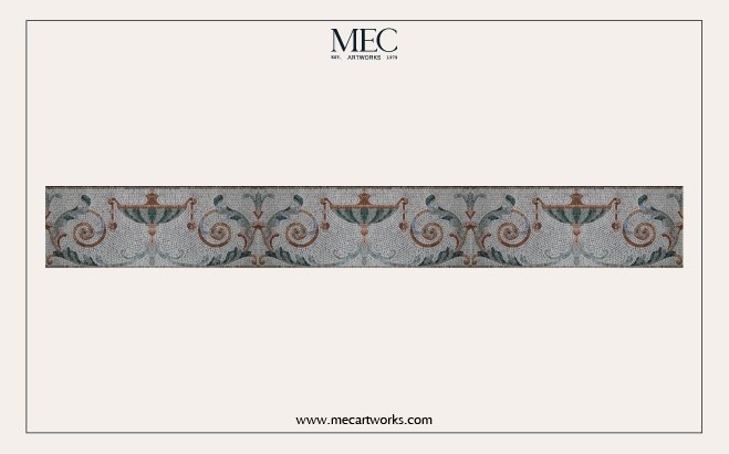 Hand cut Roman mosaic border with classical details