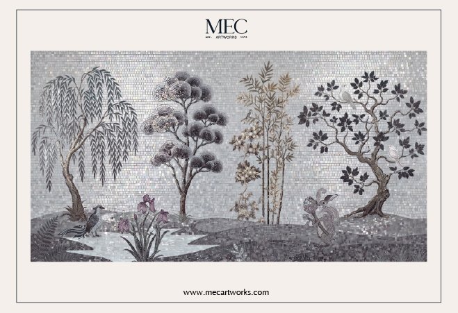 hand-cut glass mosaic garden design