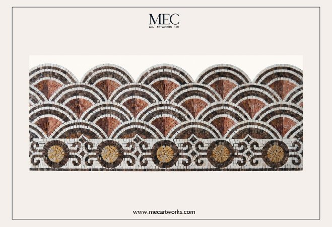 Roman mosaic border design with geometric patterns