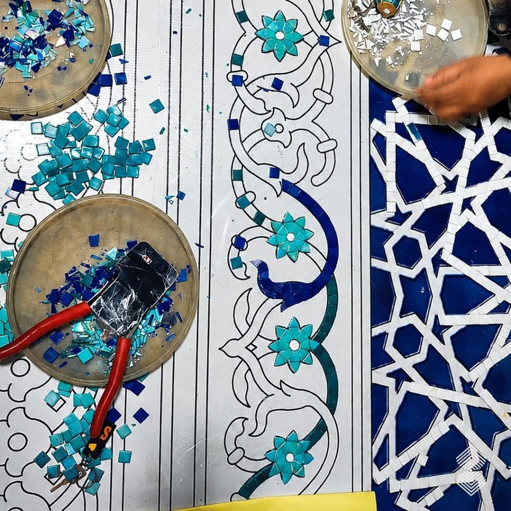 Mosaic fabrication in process