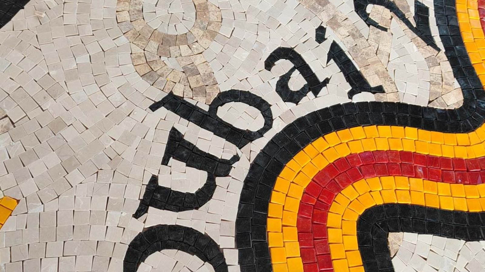 Black Text on Mosaic Entry Apron