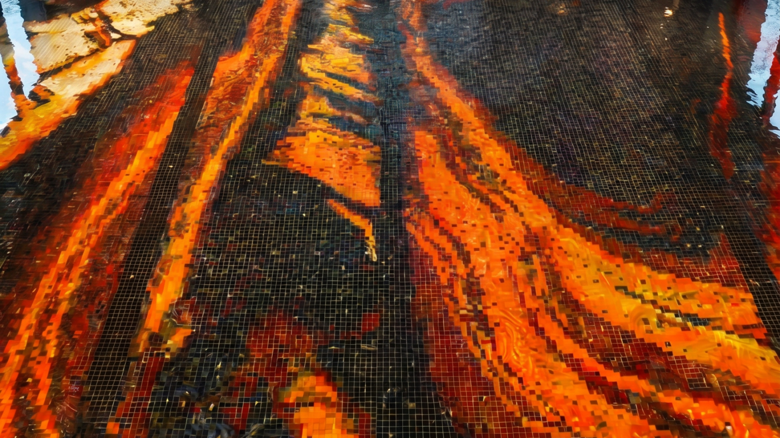 Flame Motif Pool Mosaic Design
