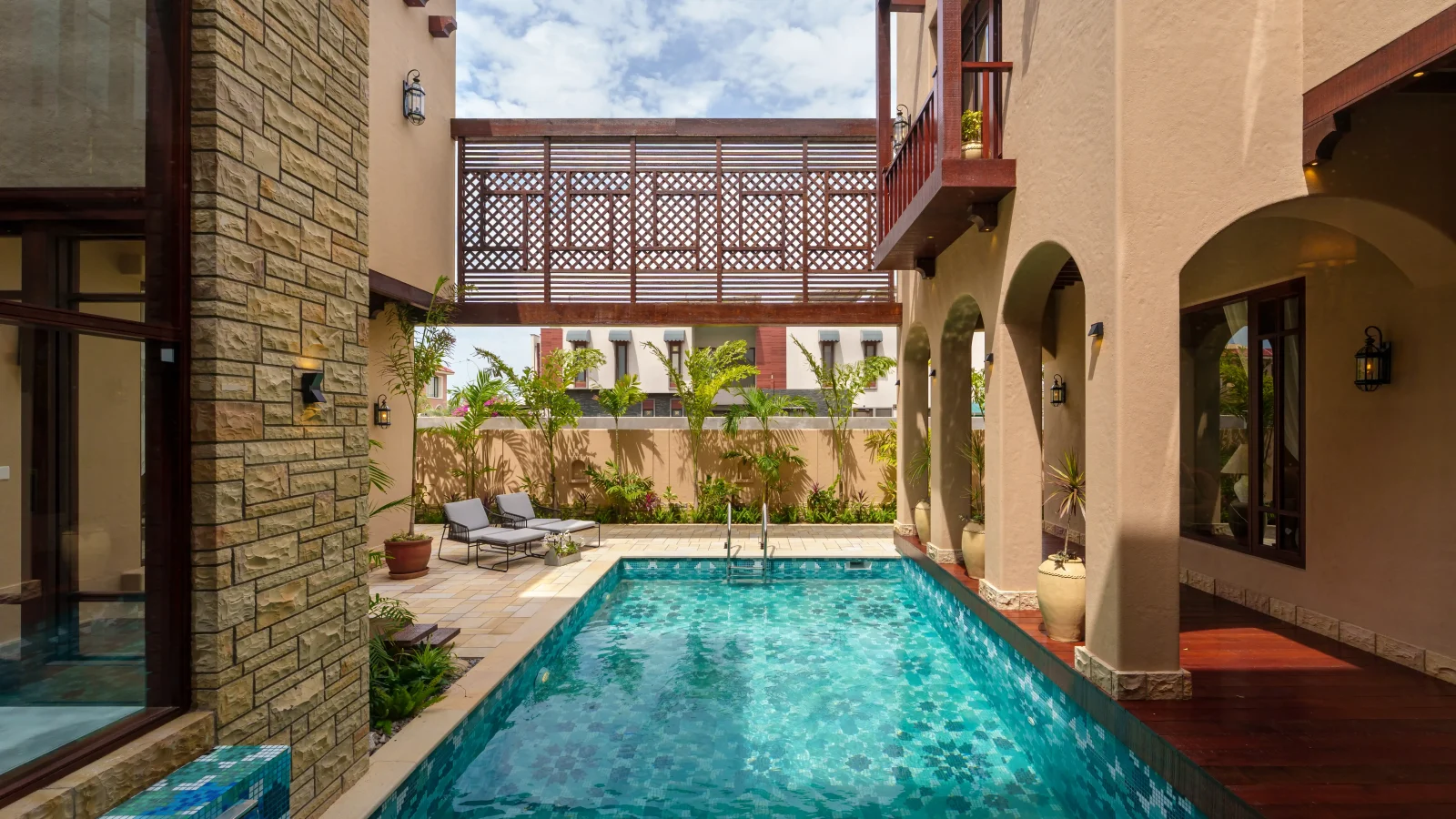 Moroccan-style villa pool mosaic